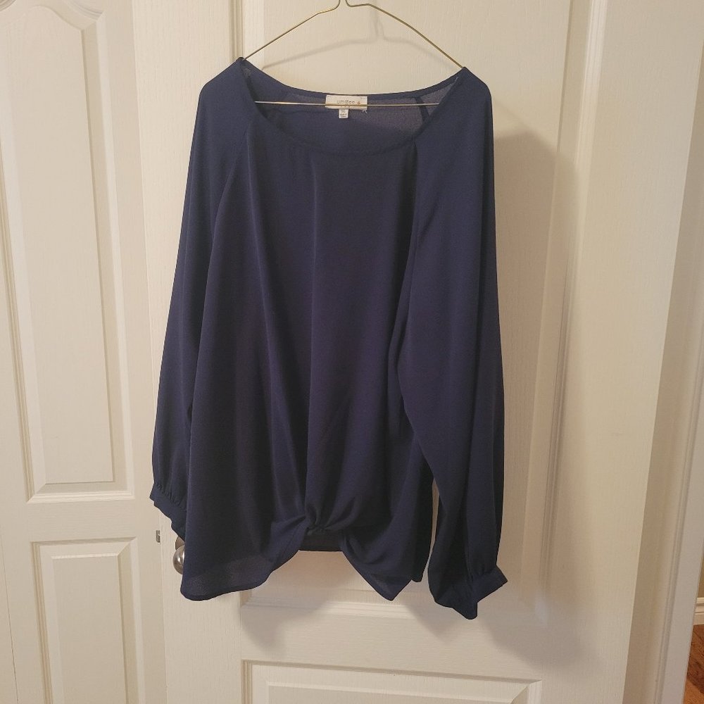 Blue bishop sleeve blouse